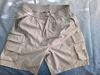 Beige Cargo Shorts with Drawstring Waist Size L