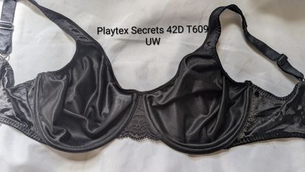 Womens Playtex Legacy Black Underwire Bra 42D T609, Polyester, Nylon, Full Coverage.