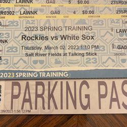 PRICE REDUCED! Spring Training Tickets! Rockies v. White Sox, Thursday, March 2, Salt River Fields