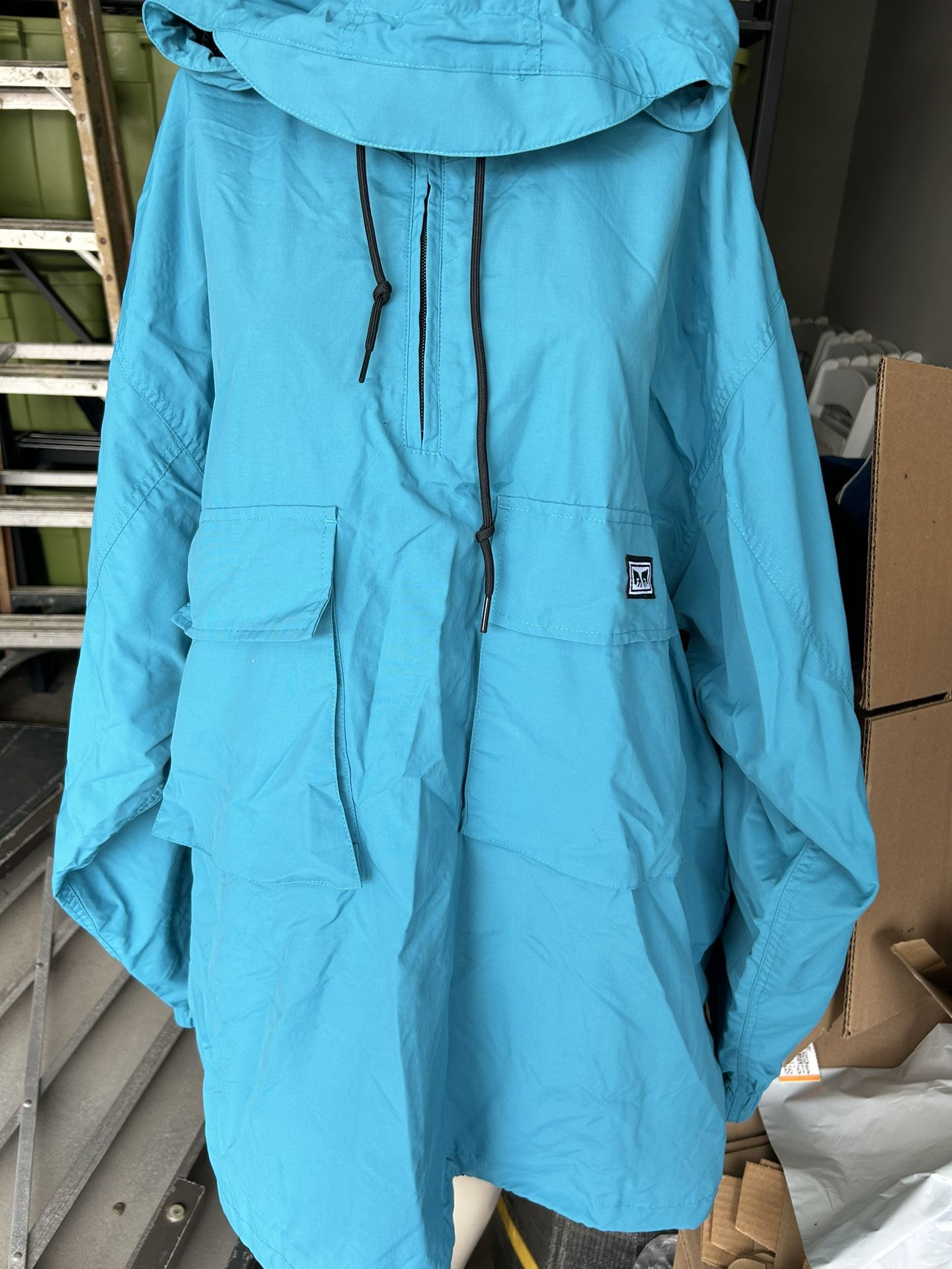 Obey Worldwide Big Pocket Reflective back raincoat like jacket size XXL men