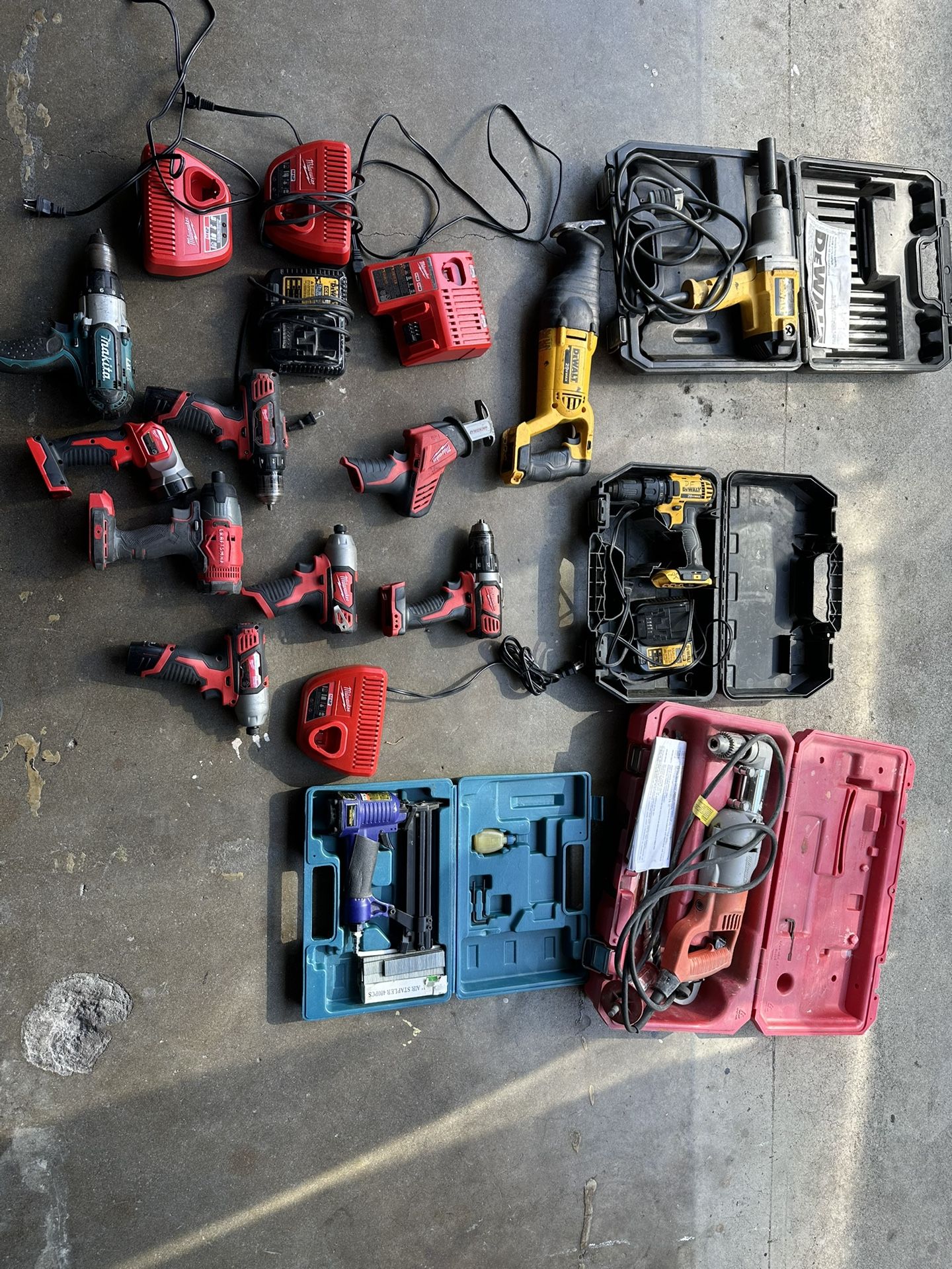 Milwaukee Dewalt Makita Drills