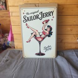 Seductive Sailor Jerry Metal Sign 8"x12"