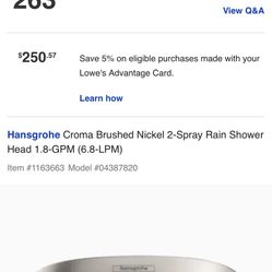Hansgrohe Croma Brushed Nickel Rain Shower Head 1.8-GPM (6.8-LPM) 0(contact info removed)