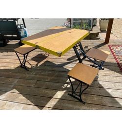 Vintage Suitcase Folding Handy Table & Chair Picnic Set