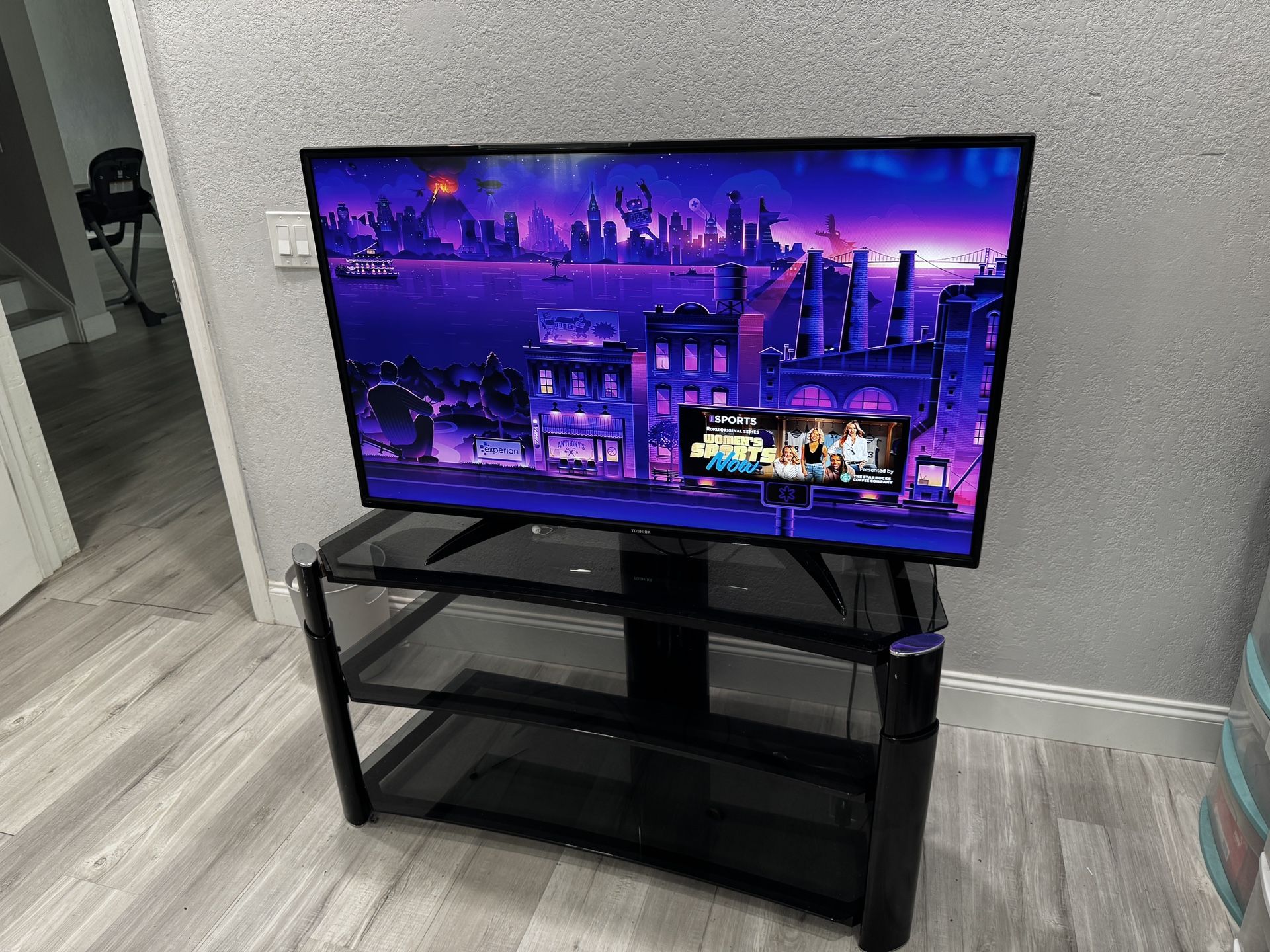 50 Inch Toshiba Smart TV And TV Entertainment Stand