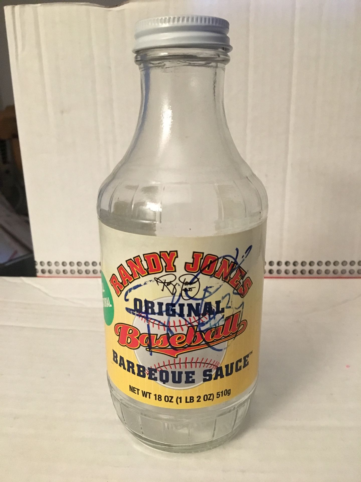 San Diego Padres Randy “Junkman” Jones Autographed BBQ Sauce bottle