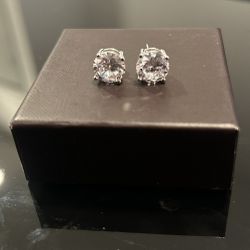 New Sterling Silver Stamped 925 Round 9MM Diamond Stud Earrings