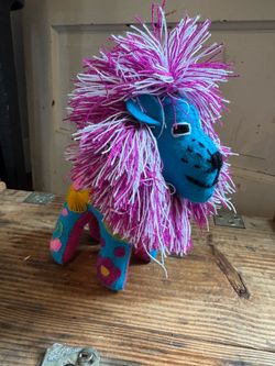 Handmade Embroidered Lion Plush Toy.