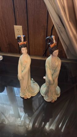Pair of Chinese Porcelain Geisha Figurines