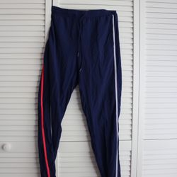 Fabletics Navy blue and red striped joggers 