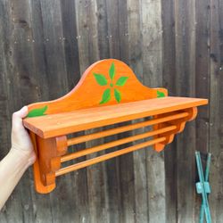 Curved Wooden Shelf with Rods