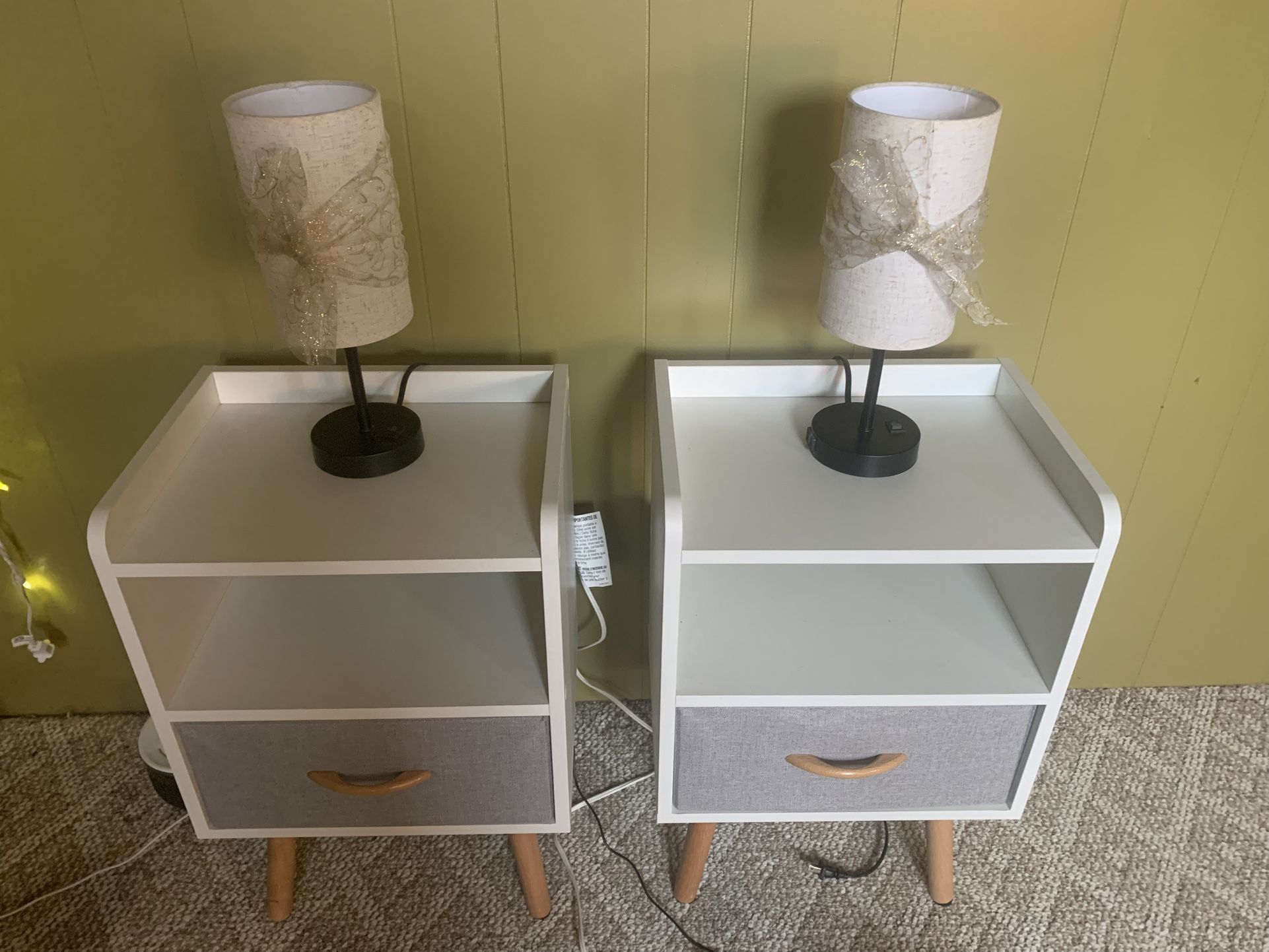 Night stands with lamps  (WHITE & GREY)