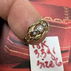 18K Solid Gold Ring For Wedding With Diamonds 💎 Stones 3.3Gr Size 6