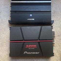 Two Amplifiers: Alpine V-power, 520w Maximum Power Pioneer I