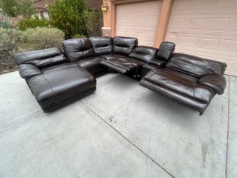 Leather sectional with 3 recliners