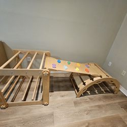 Transformable Wooden Climber With Slide And Rocker