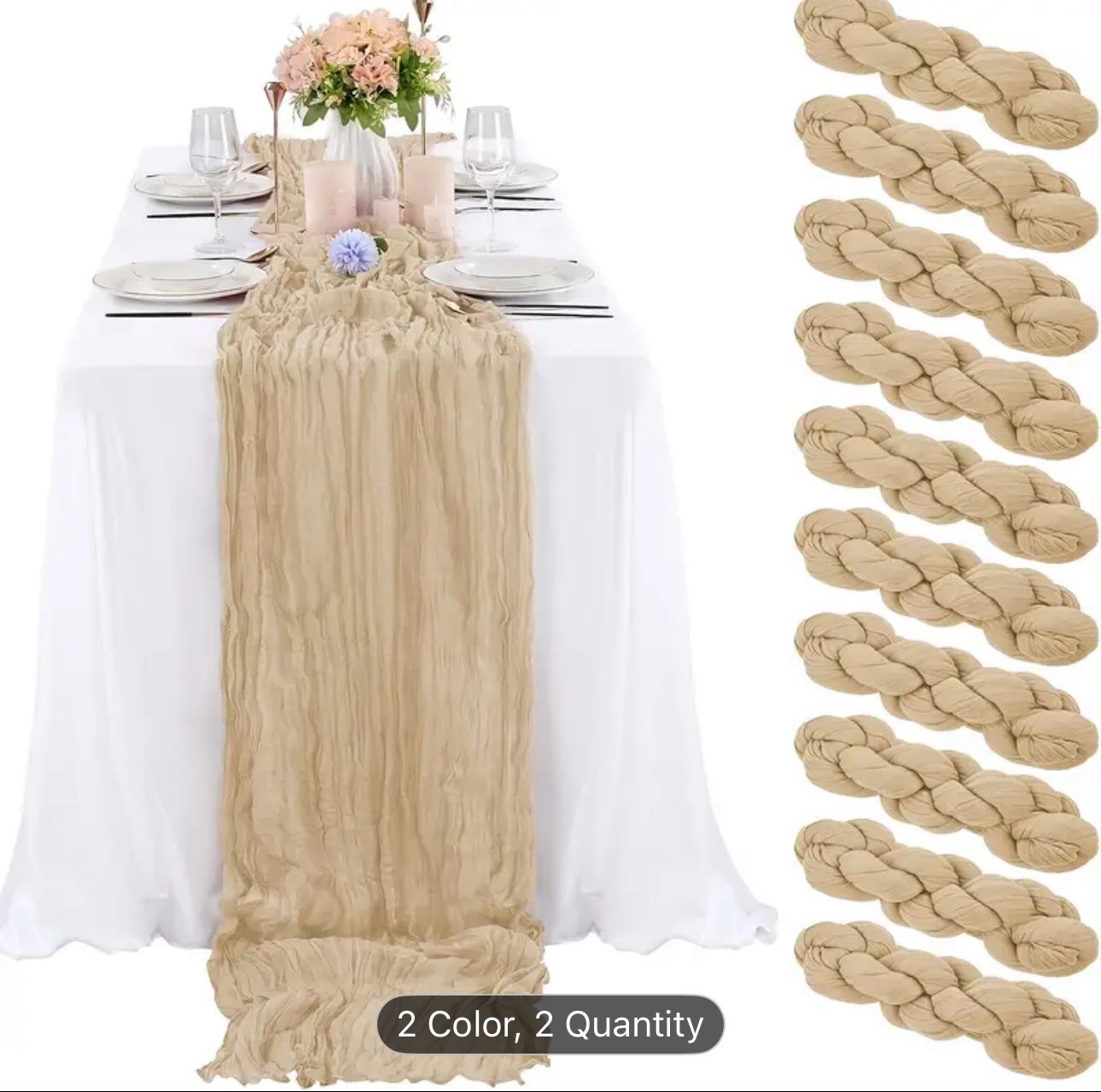 Beige Table Runner - Cheese Cloths 