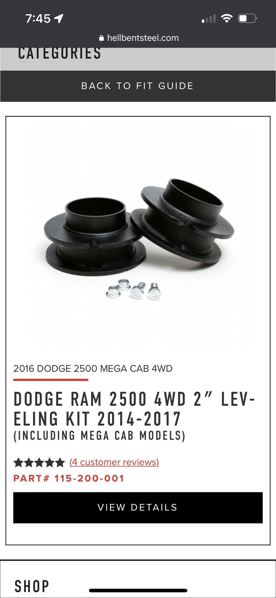 2014-2017 Ram 2500 2" Level Kit Spacers