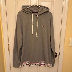 Tommy Hilfiger Casual Gray Sleepwear Hoodie Sweatshirt With White Accents