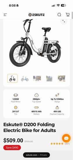 D200 Folding Electric Bike for Adults