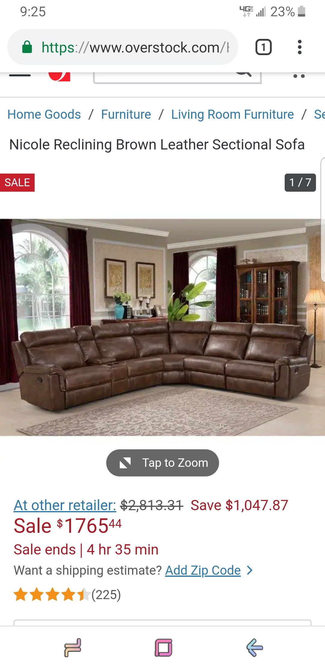 Brown Leather Sectional Couch $1700