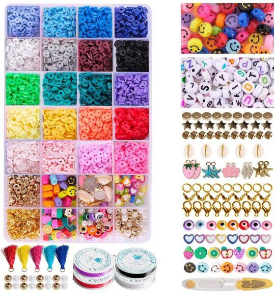 4560 Pcs Clay Beads for Bracelet Making, 20 Colors Heishi Beads with Letter...