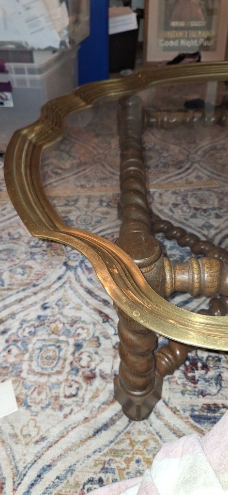 Brass Edged Tiered Coffee Table
