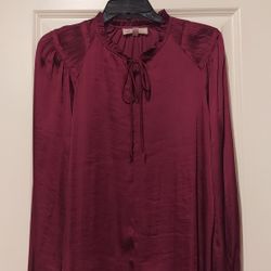 PHILOSOPHY WOMEN'S BURGUNDY SATIN BLOUSE ( SIZE LARGE )