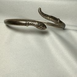 Antique vintage marked Silver Serpent Snake Bangle Bracelet estate