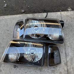 01-11 Ford Ranger Black Clear Headlights OEM Style 4pcs