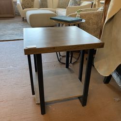 Rustic Metal Frame End Table