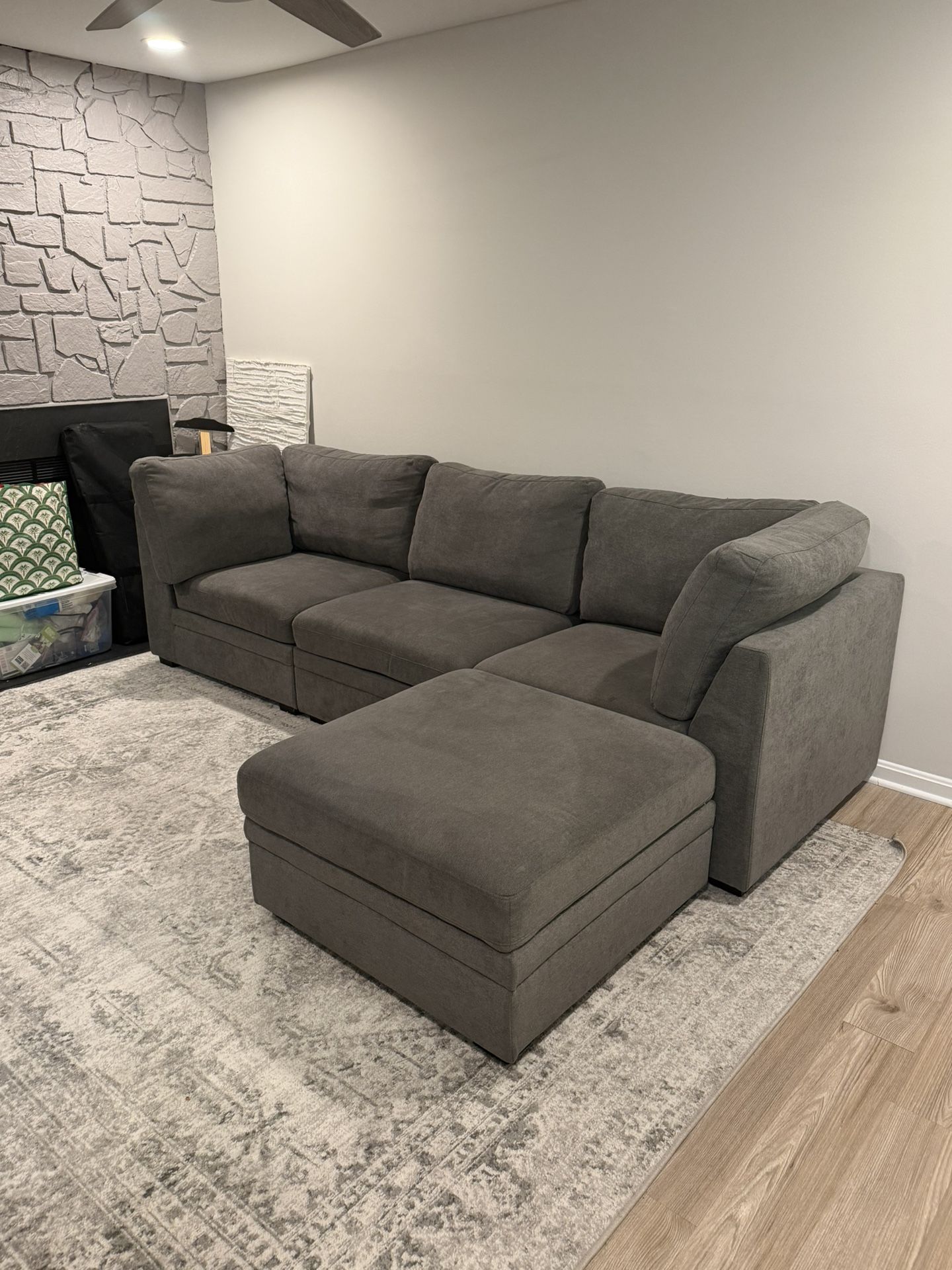 Gray Sofa With Ottoman