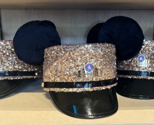 Disneyland 70th Anniversary Mickey Ears Gold Sequins Conductor Hat Small/Med