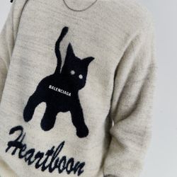 Brand New Balenciaga Gray Mohair Cat Sweater | Size: Medium 