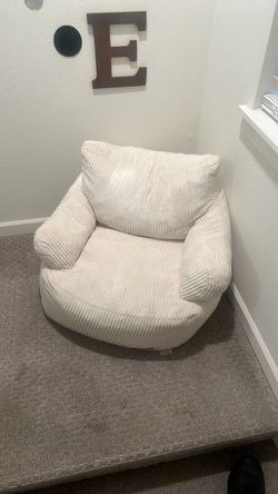 Cream Corduroy Bean Bag Lounge Chair