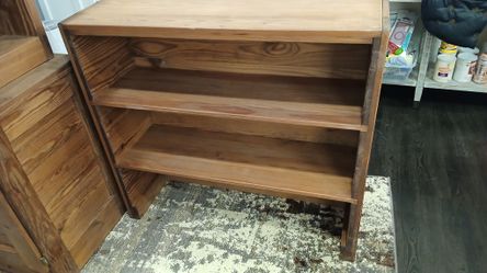 4-piece Solid. wood Cabinet with two side tables