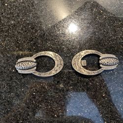 Vintage Rhinestone Silver Tone Hook Buckle 