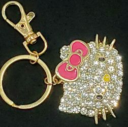 8$ Hello Kitty Keychain Brand New 4" Goldtone