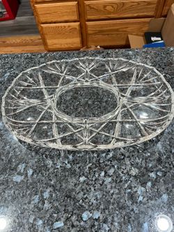 Clear Vintage Serving Tray with Four Divided Sections.  Size 14 1/2 inches wide.  Preowned Excellent condition.  no cracks or chips.  Has been on disp