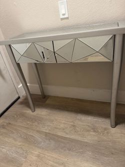 Mirrored Console Table with Geometric Drawers