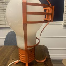 Vintage Collectible 1970s MCM Pop Art Lightbulb Orange Lamp Swag 