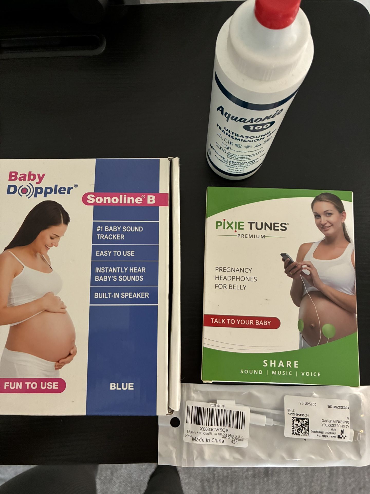 Pregnancy Doppler, gel & music player