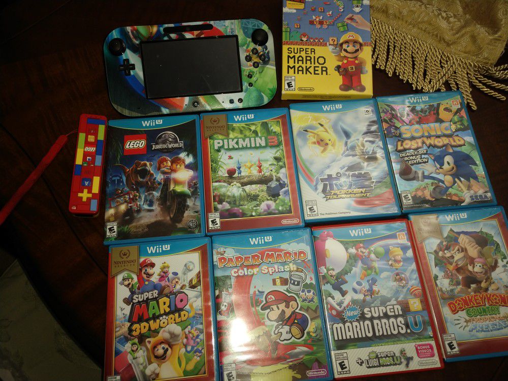 Nintendo Wii u 9 games console handheld screen and 1 Lego controller