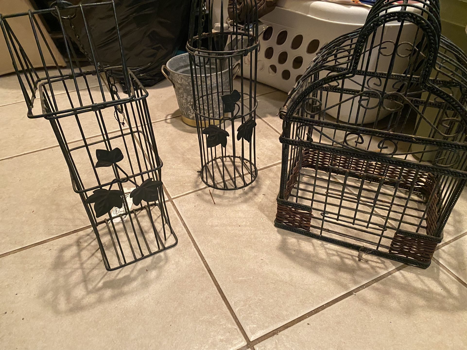 3 Hanging Wired Cage Decor