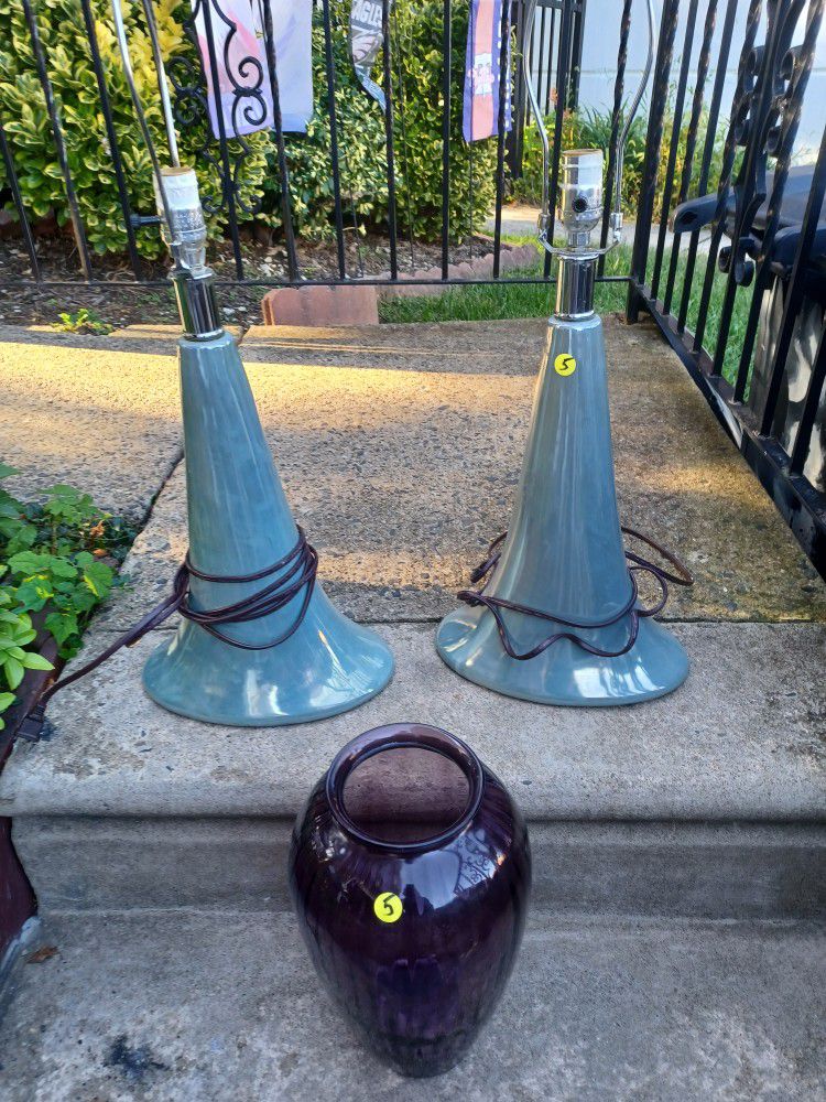 2 Lamps For $10 And $5 For The Purple Vase 