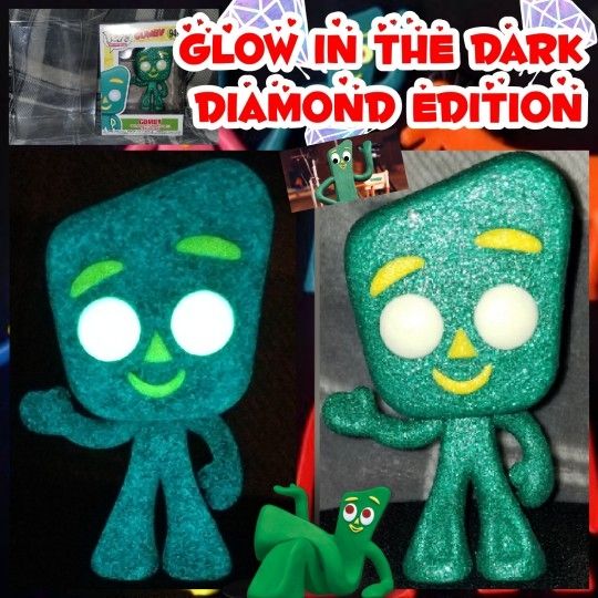 Funko Pop, Custom Glow in the Dark Diamond Edition Gumby