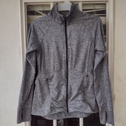 Champion Women S Activewear Thumbholes Full Zip Jacket Gray Pockets Stretch 