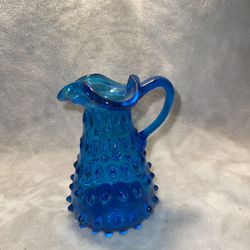 Vintage hobnail blues glass pitcher