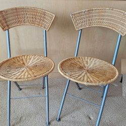 Foldable Rattan Chairs – Set of 2 – Boho Style for Patio or Parties