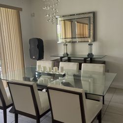 Dinning Table W 6 Chairs And Console 